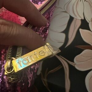 Tarte Pink Sequin Cosmetic Bag
